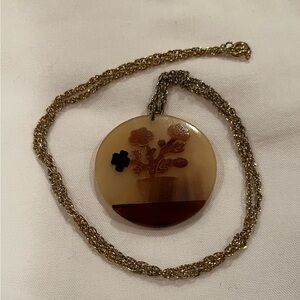 Floral Pendant Necklace with Gold Chain